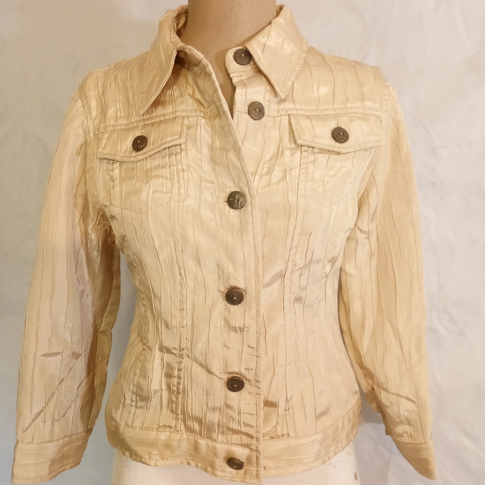 Vintage Ruby Rd. Light Cream Button-Front Jean Jacket